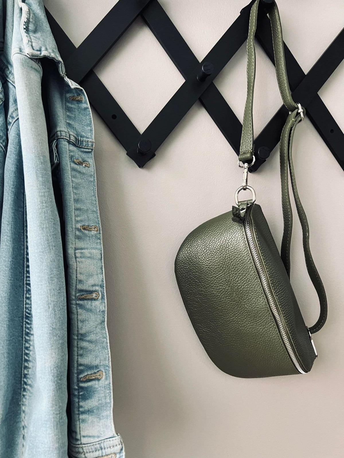 Bumbag Kaki leather - VIAMAJA.DK