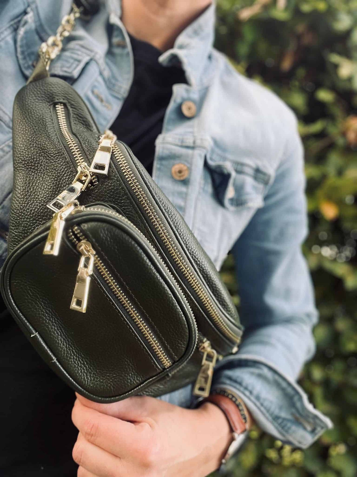 Bumbag MAY - Dark green med Guld - VIAMAJA.DK
