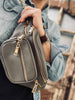Bumbag MAY med guld lynlås – Grå læder