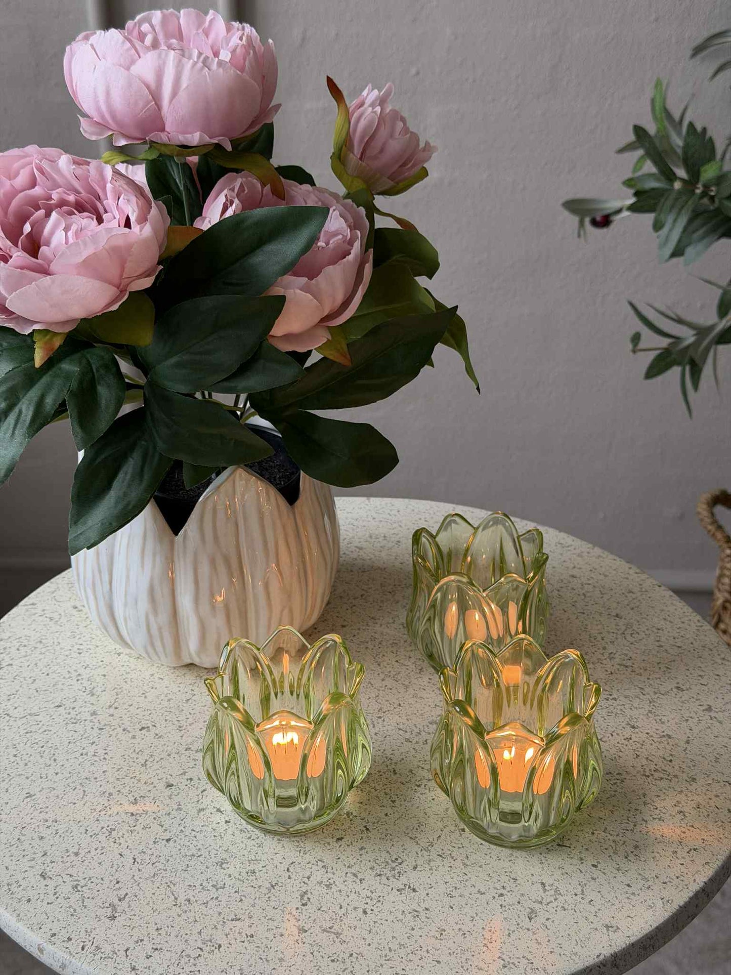 Lysestager Tulipan 3stk. - Grøn