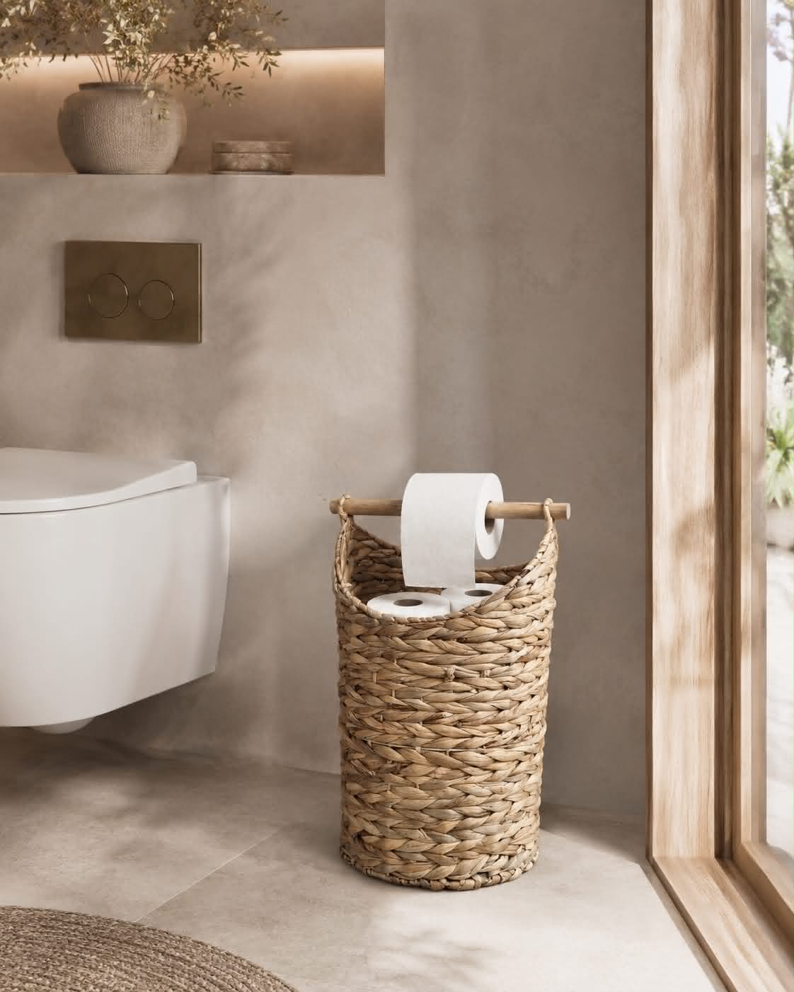 Kurv m. toiletpapirholder – Lys Natur
