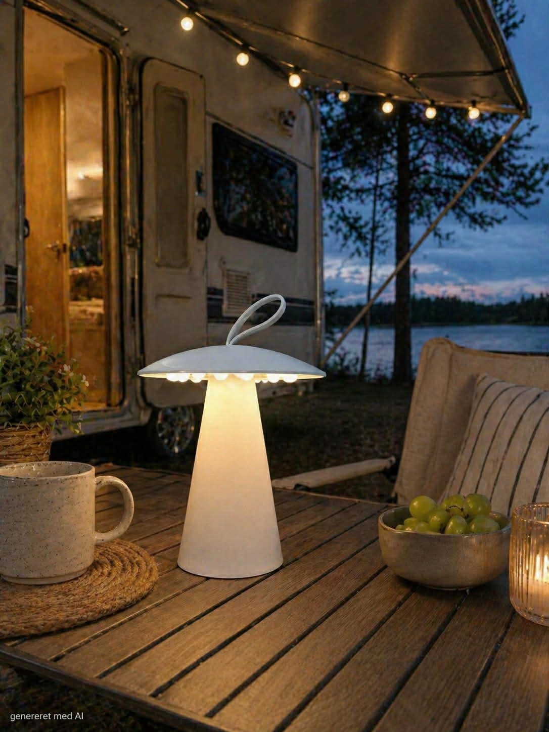 LED Bordlampe genopladelig – Hvid - Virker inde og ude