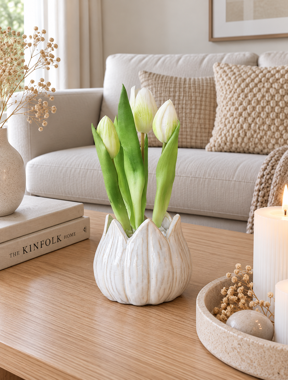 Tulipan i potte - Hvid med 3 Blomster