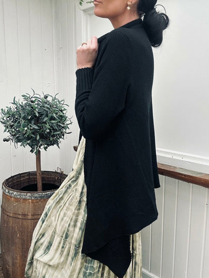 Cardigan Long style - Black - VIAMAJA.DK