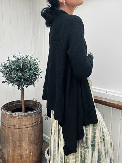 Cardigan Long style - Black - VIAMAJA.DK