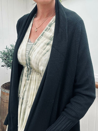Cardigan Long style - Black - VIAMAJA.DK