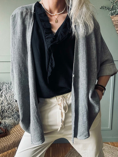 Cardigan Stone hørmix - VIAMAJA.DK