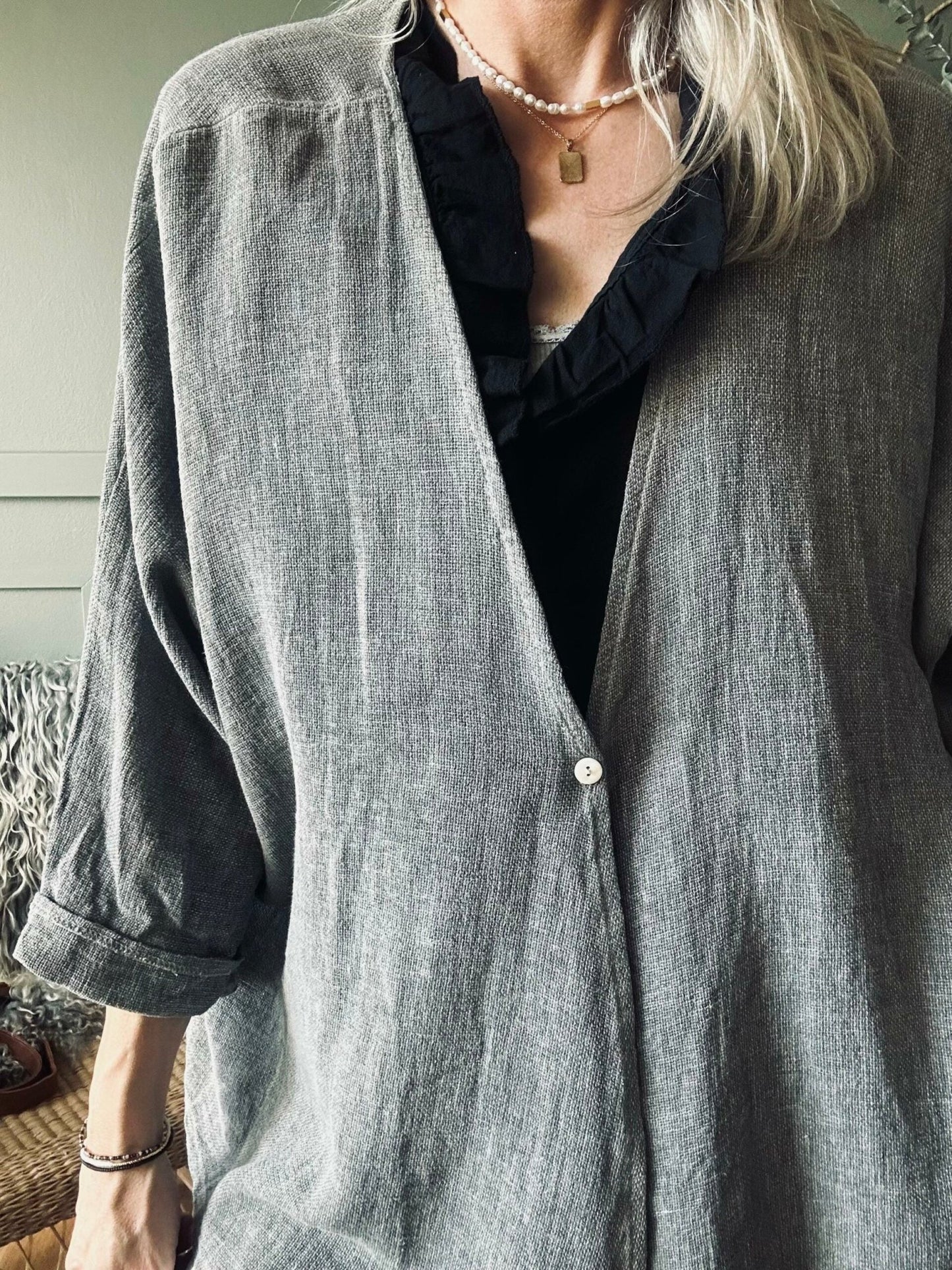 Cardigan Stone hørmix - VIAMAJA.DK