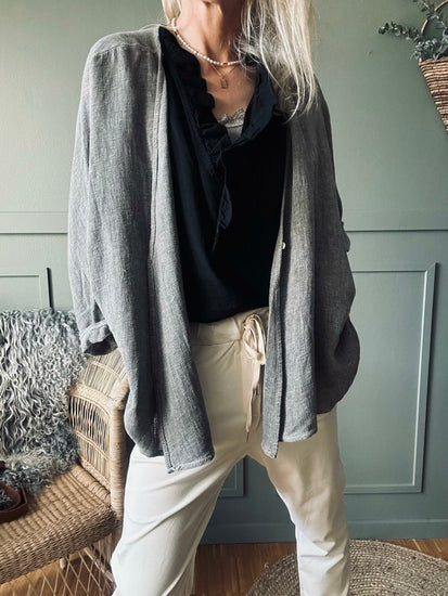 Cardigan Stone hørmix - VIAMAJA.DK