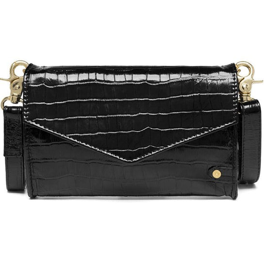 Clutch Croco Black leather - VIAMAJA.DK