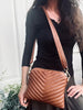 Crossbody clutch ALICE - Cognac Quilt