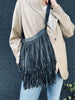 Crossbody COW BLACK - med frynser