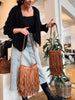 Crossbody COW Cognac - med frynser