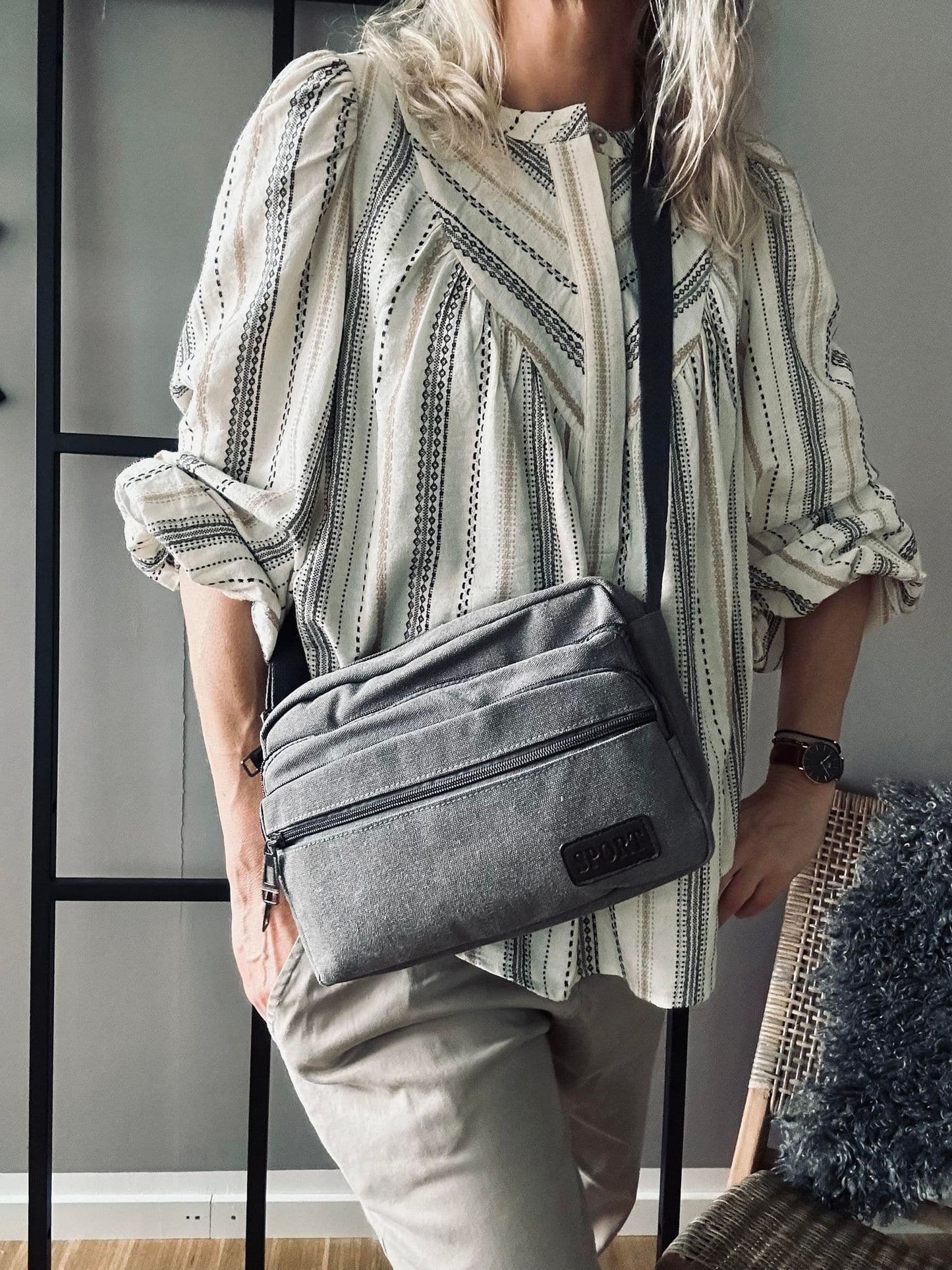 Crossbody Kanvas grå unisex - VIAMAJA.DK