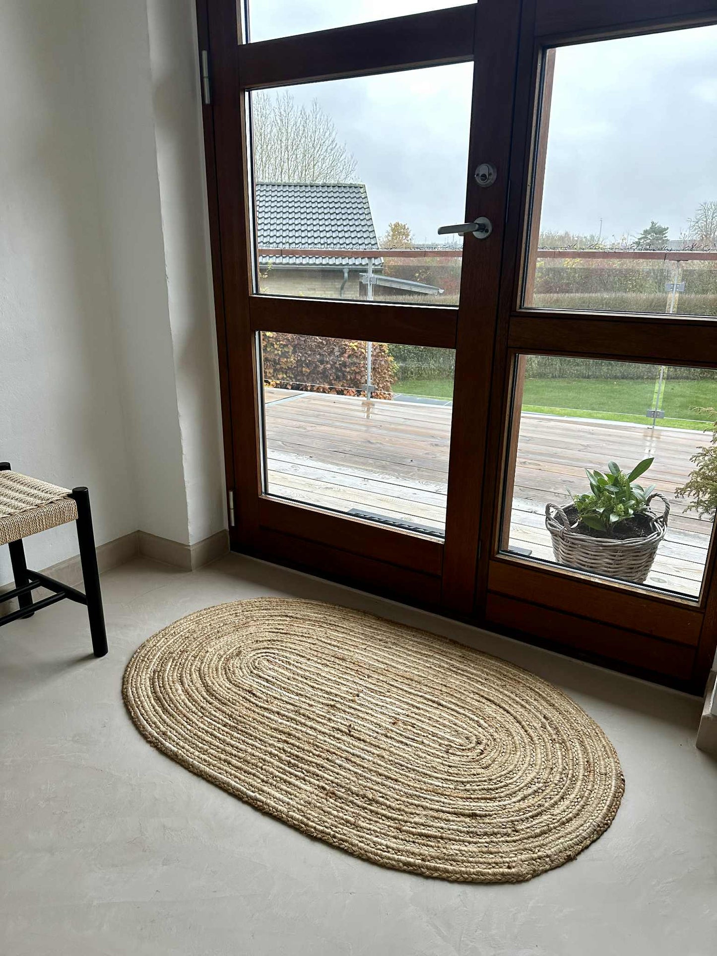 Jutetæppe i flet - Oval