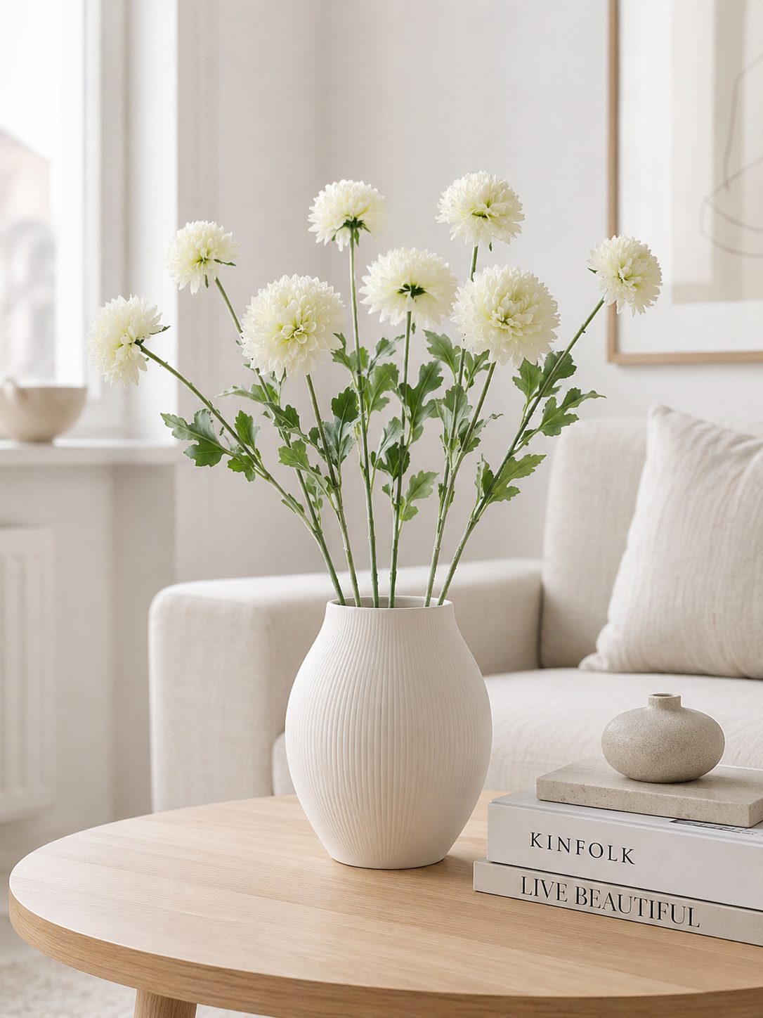Prydløg stilk 60 cm - Hvid