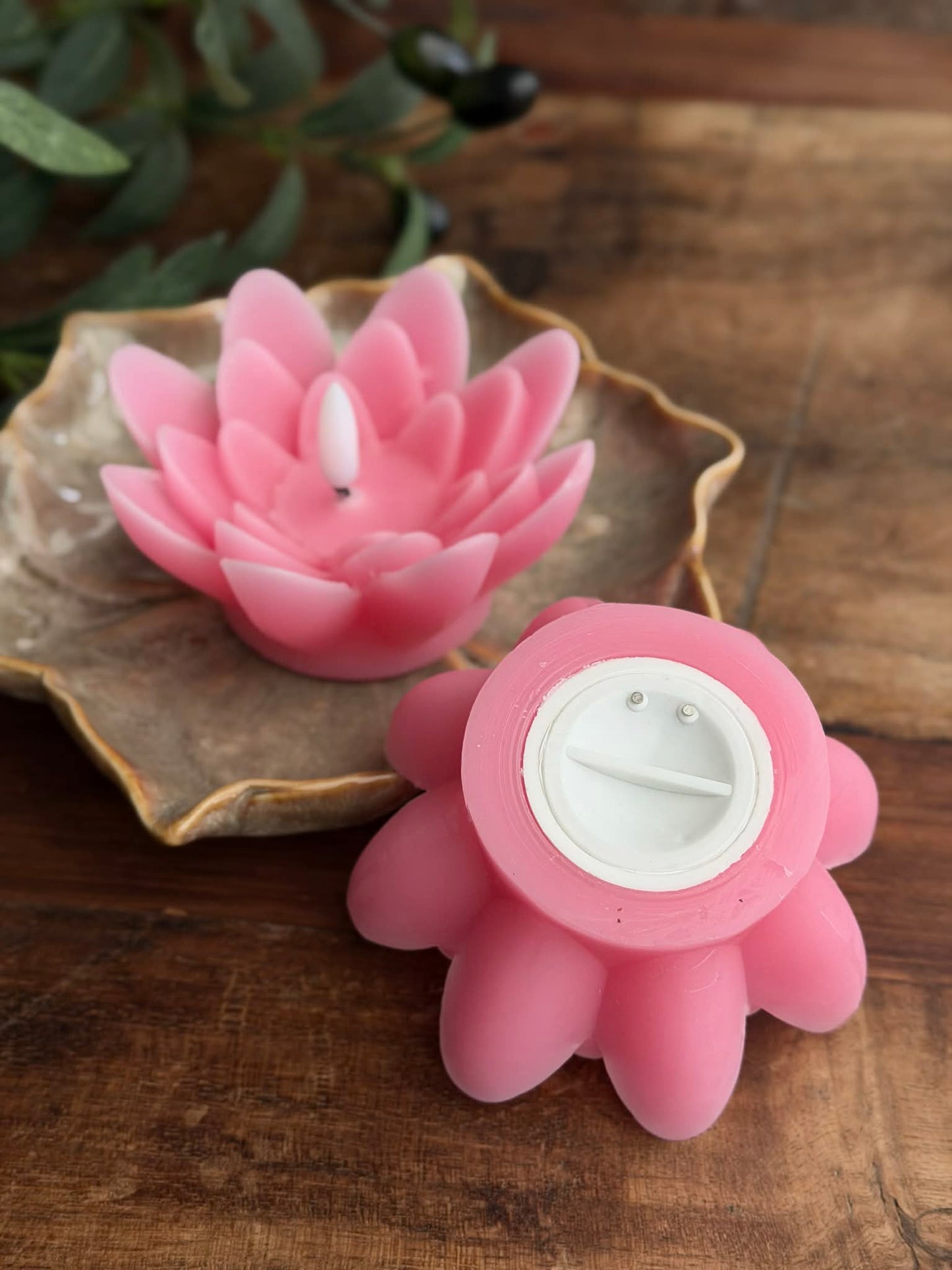 Flydelys med timer - Sæt med 2 stk. Rosa Lotus