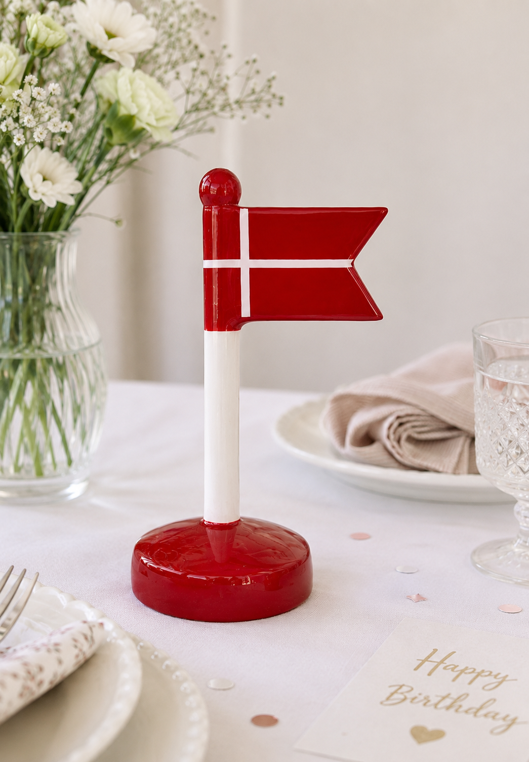 Flag dannebrog keramik - 18cm