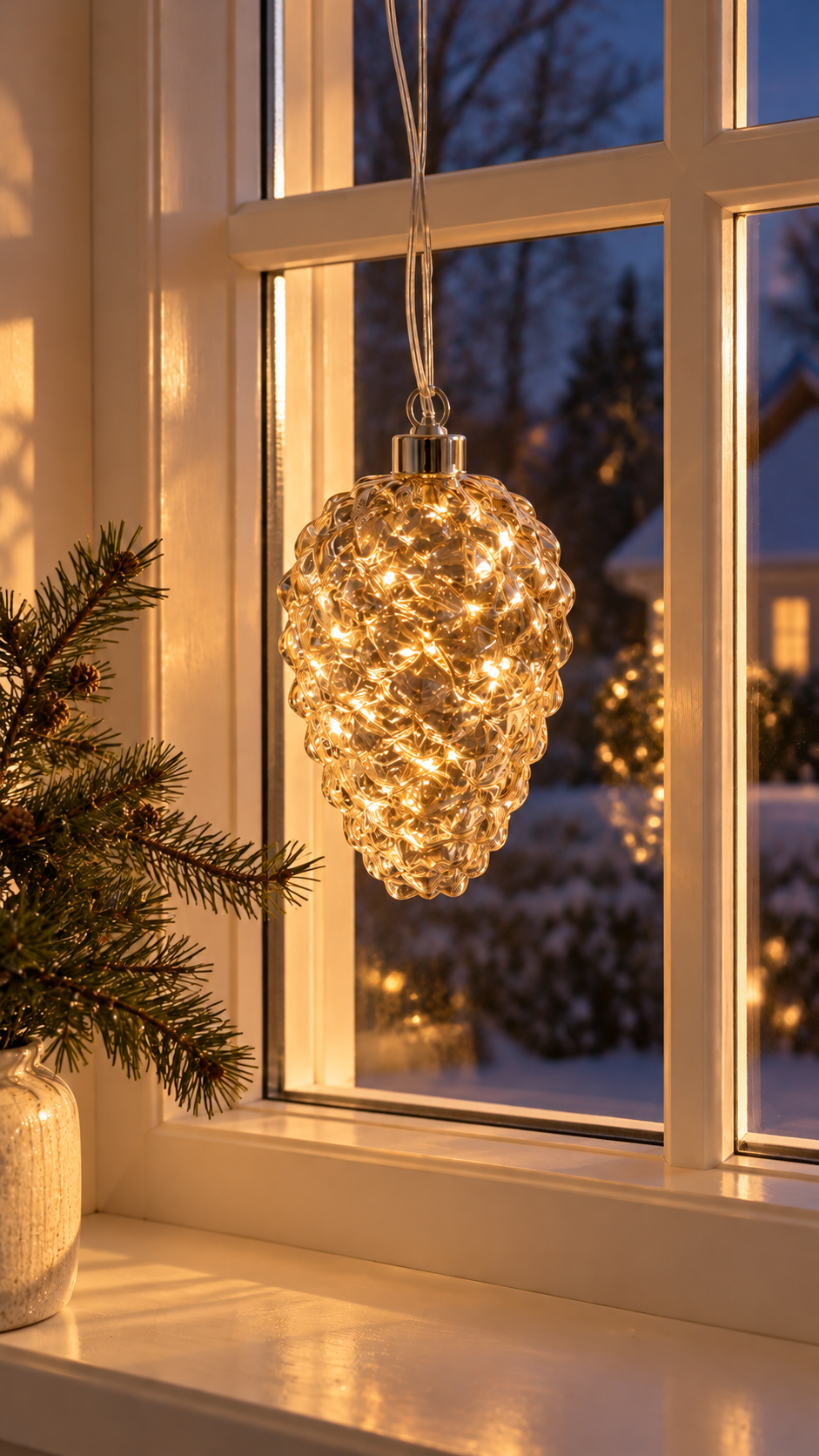 Kogle med lys – glas LED pynt