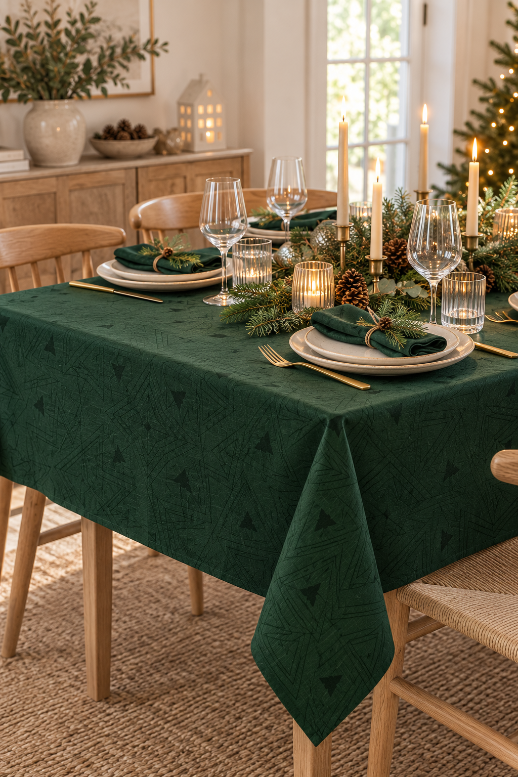 Juledug Jacquard - Grøn 240cm