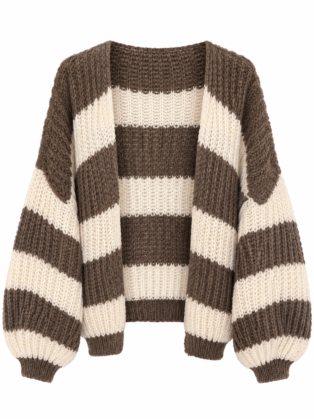 Chunky cardigan – brun og beige