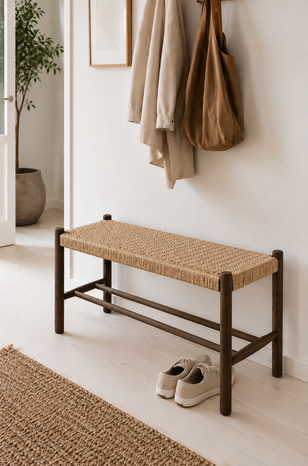 Bænk røget Eg - 90 cm – fletsæde