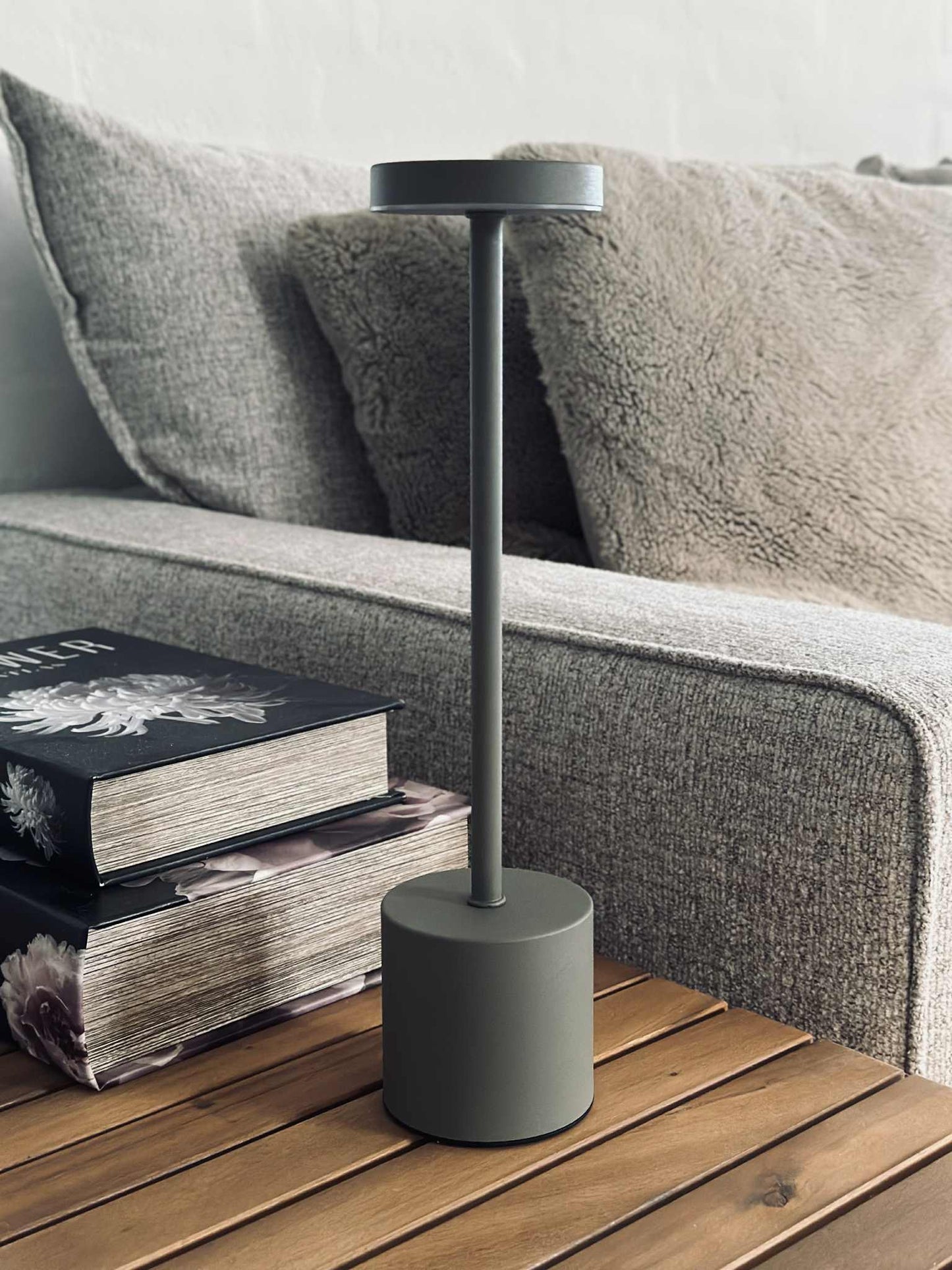 LED bordlampe KELLY Taupe - genopladelig