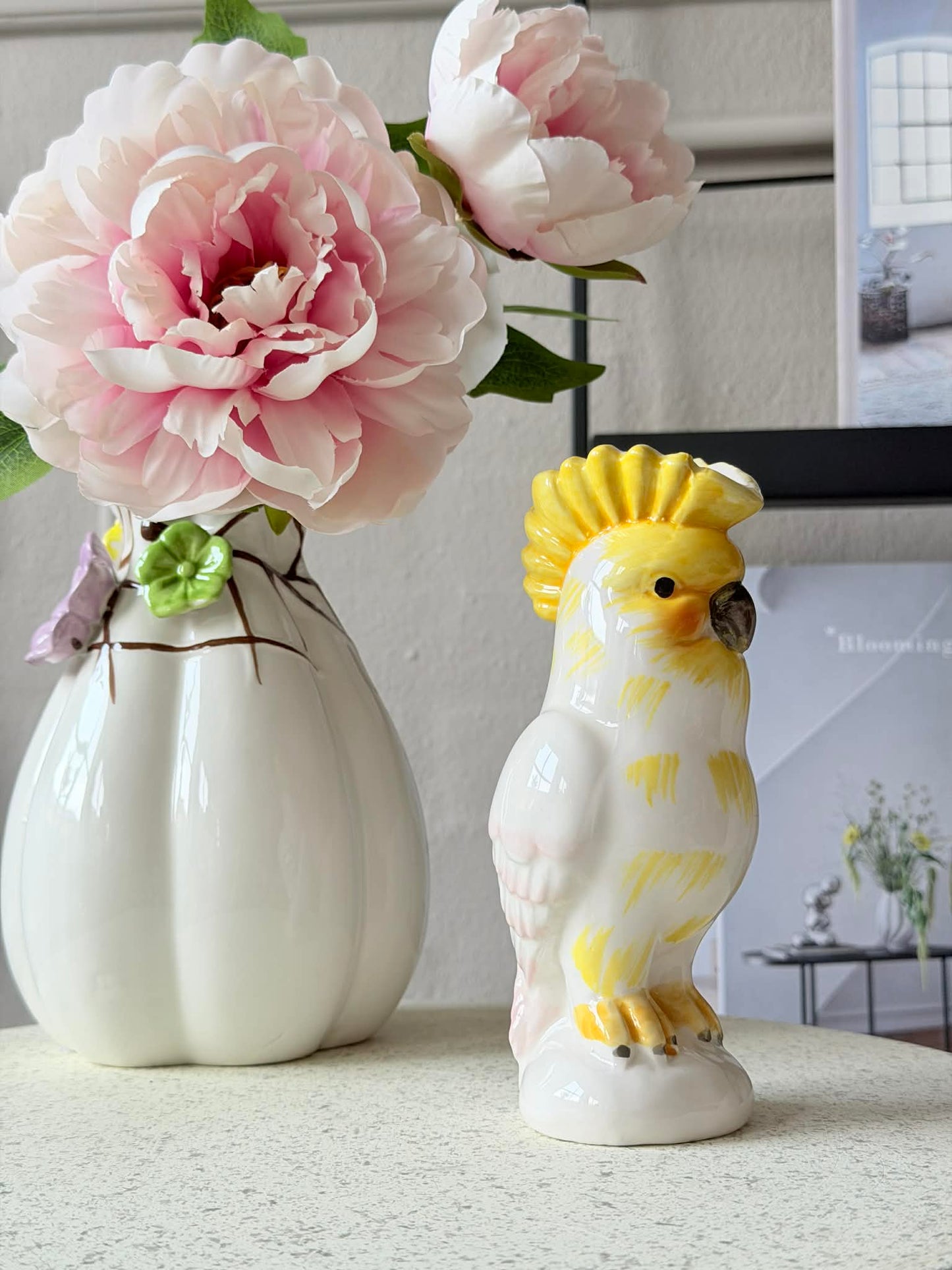 Vase med deko - Hvid eller Grøn