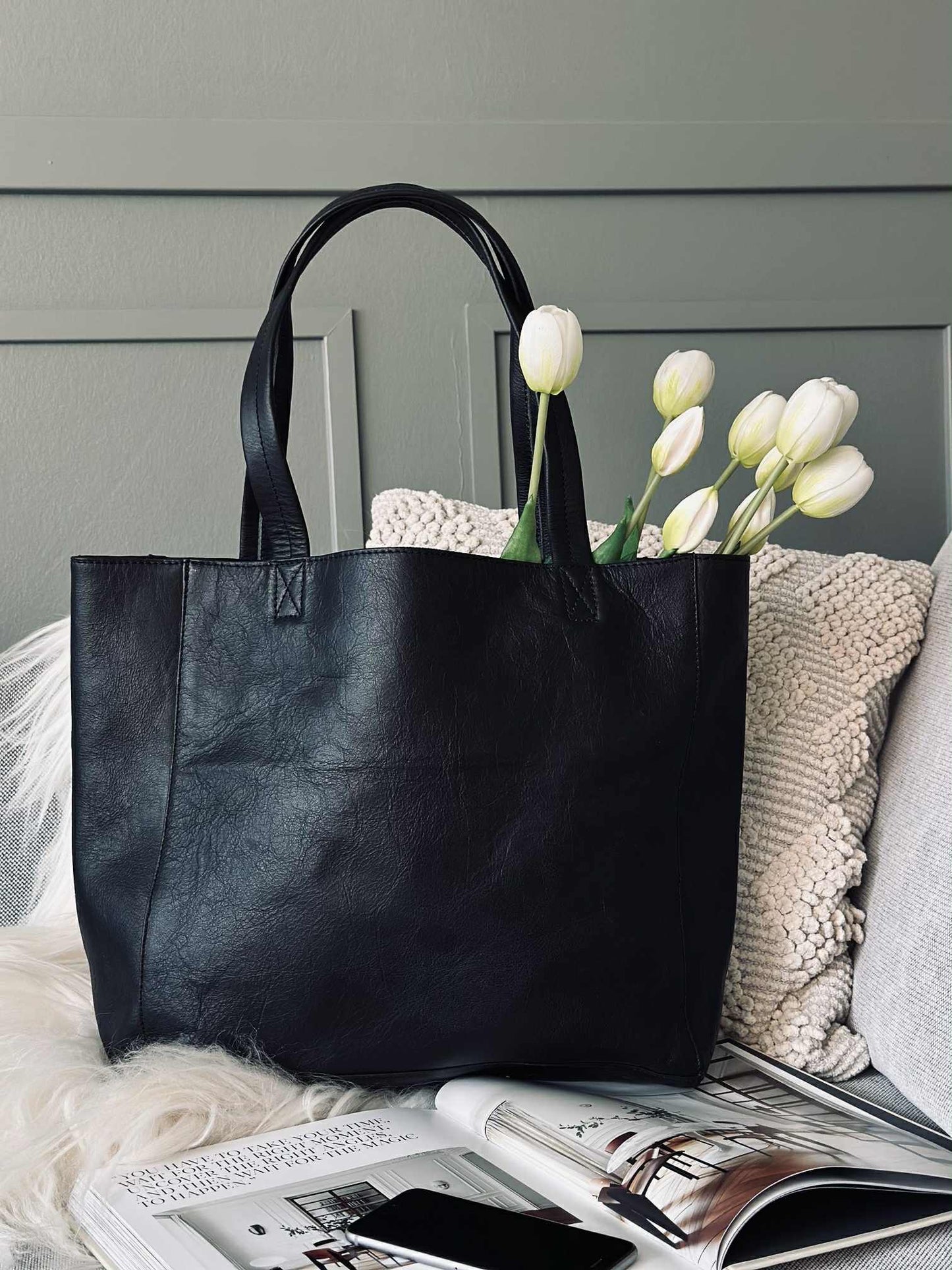 Shopper Anna - Black leather
