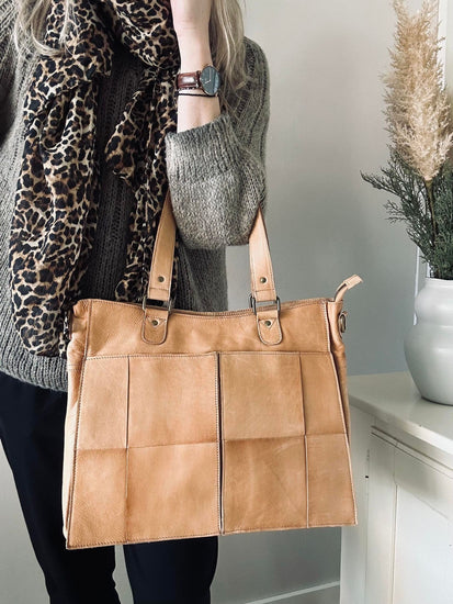 Elegant arbejdstaske / shopper – Sand - VIAMAJA.DK
