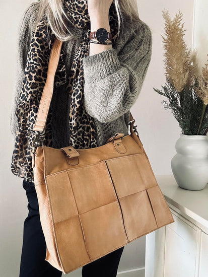Elegant arbejdstaske / shopper – Sand - VIAMAJA.DK