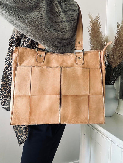 Elegant arbejdstaske / shopper – Sand - VIAMAJA.DK