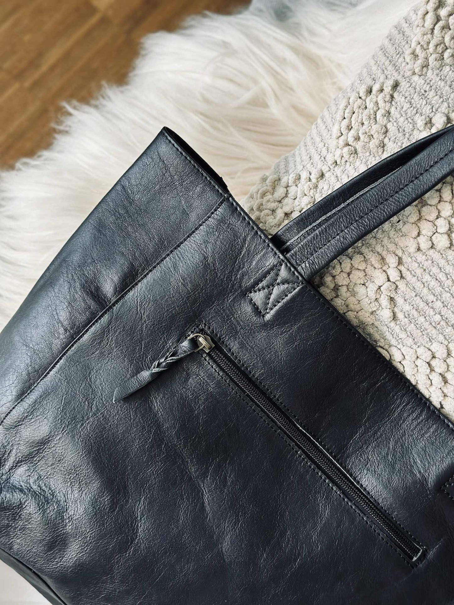 Shopper Anna - Black leather