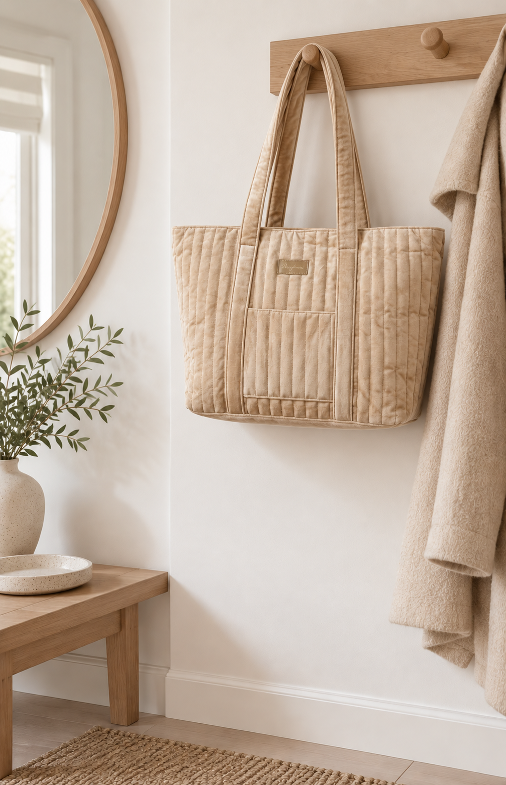 Shopper beige velvet