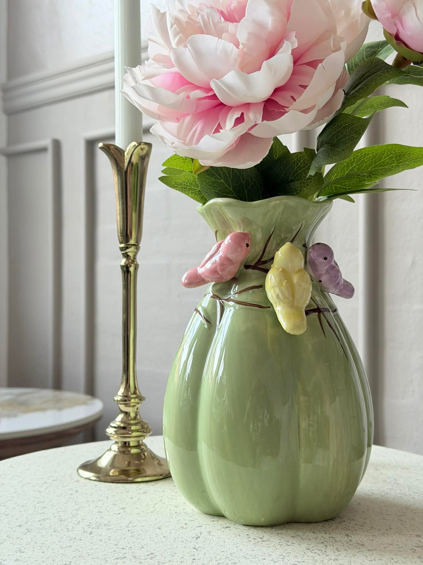 Vase med deko - Hvid eller Grøn