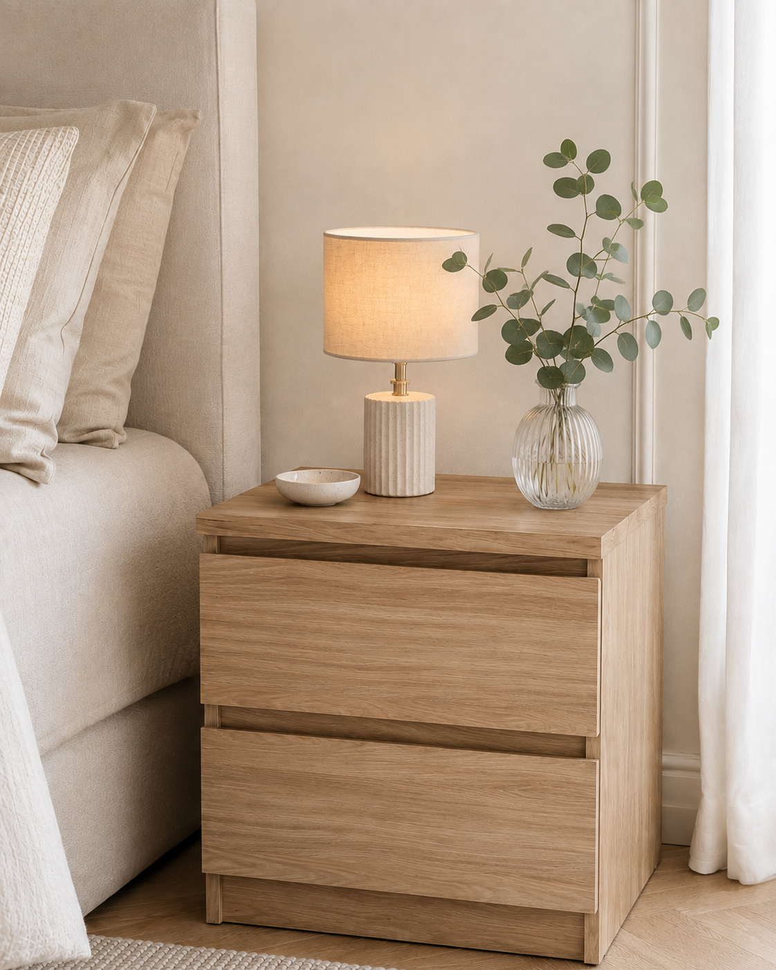 Natbord - Hickory 2 skuffe