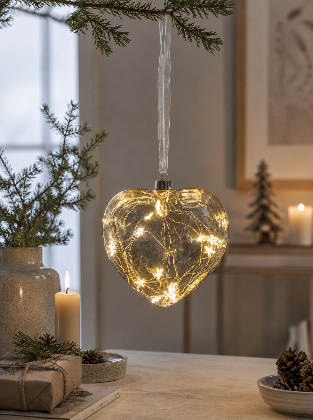 Hjerteophæng med lys