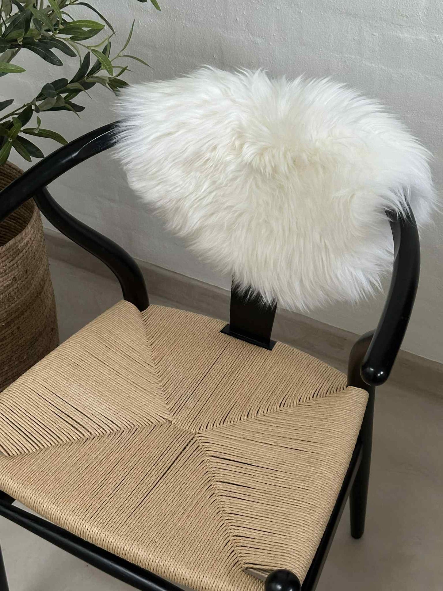 Sædeskind Ø 34cm - Hvid lammeskind