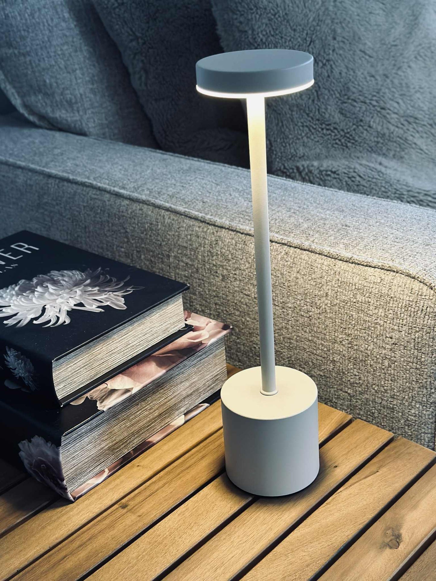 LED bordlampe KELLY Creme - genopladelig