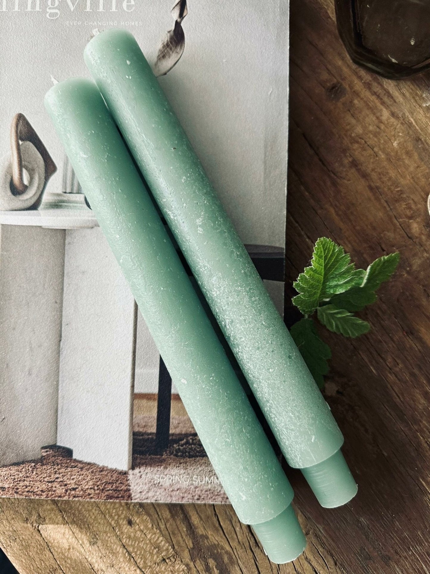 Flaskelys 25 cm - 2 stk Rustik Mint - VIAMAJA.DK