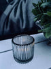 Fyrfadsstage - Rillet glas - Røgfarvet