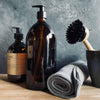 Genbrugsflaske med pumpe - 1. L - Brunt glas