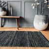 Gulvtæppe i flettet læder - 70x140cm Dark green