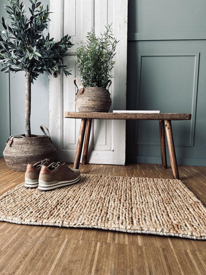 Gulvtæppe i kraftig Sumak jute – 60×90 cm - VIAMAJA.DK