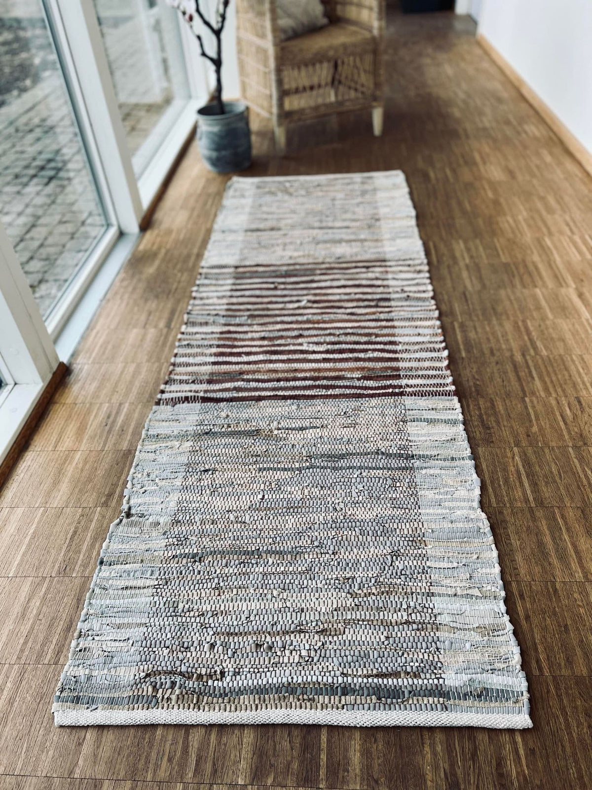 Gulvtæppe i læder - 70x200cm Natur / Brun - VIAMAJA.DK