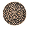 Gulvtæppe Jute med sort print - Ø120cm