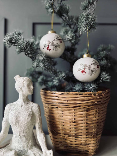 Julekugler i porcelæn - Sæt af 2 stk