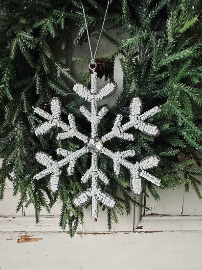 Juleophæng 15cm Snefnug White mix - VIAMAJA.DK