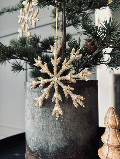 Juleophæng Snefnug mix guld 15cm - VIAMAJA.DK
