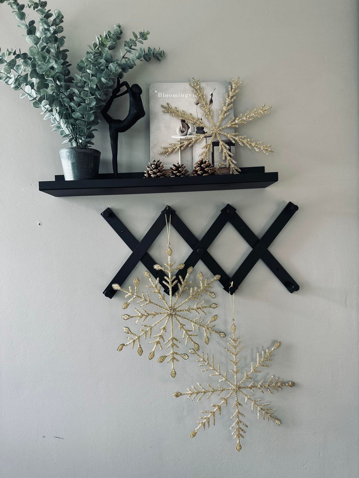 Juleophæng Snefnug mix guld 35cm - VIAMAJA.DK